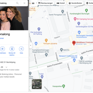harkallaren pa google - Hitta vår salong på Google